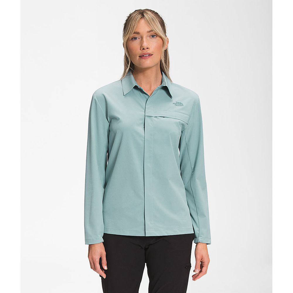 The North Face Long Sleeve Womens Australia - The North Face First Trail Silver Blue (EKU-063847)